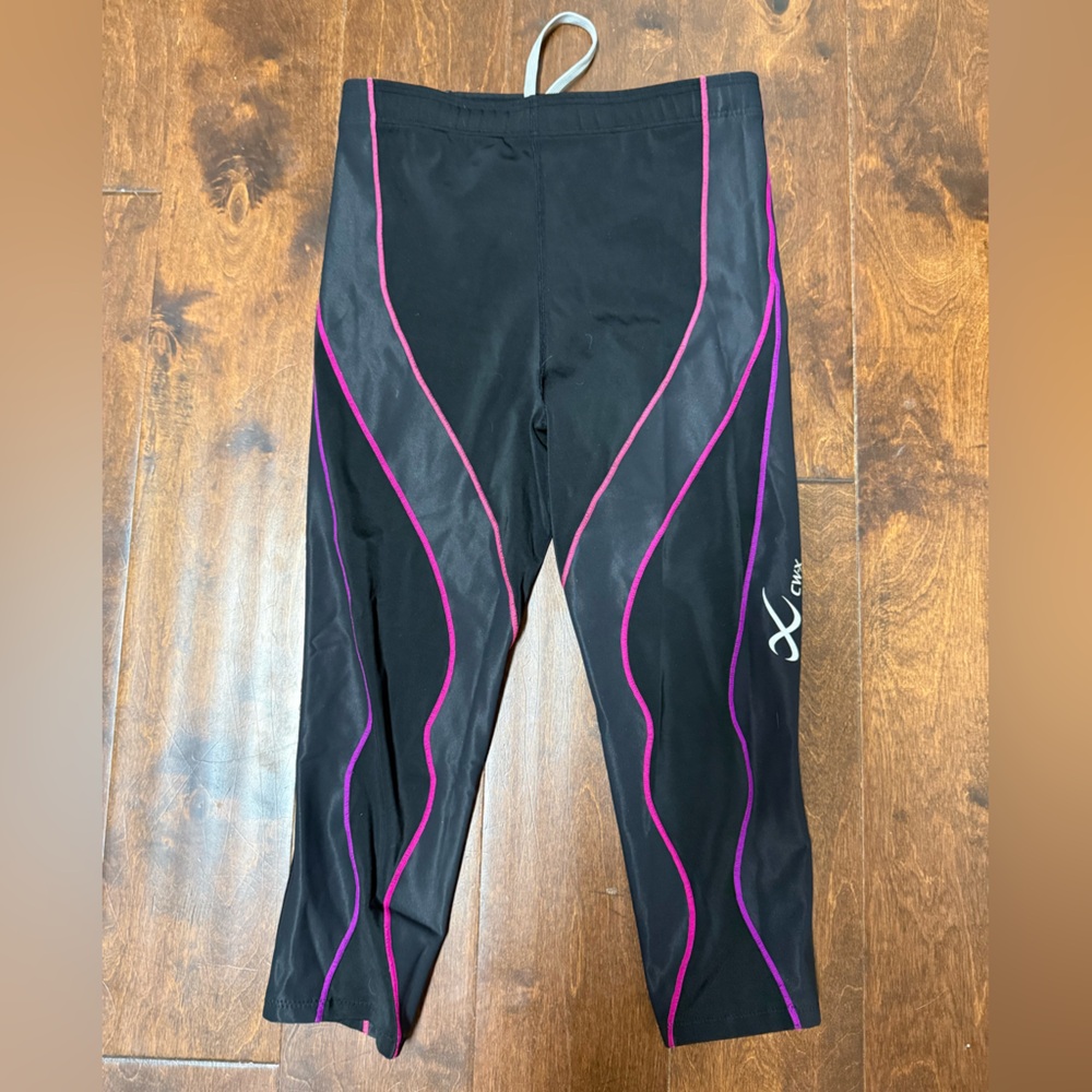 CW-X Black Leggings with Pink Piping